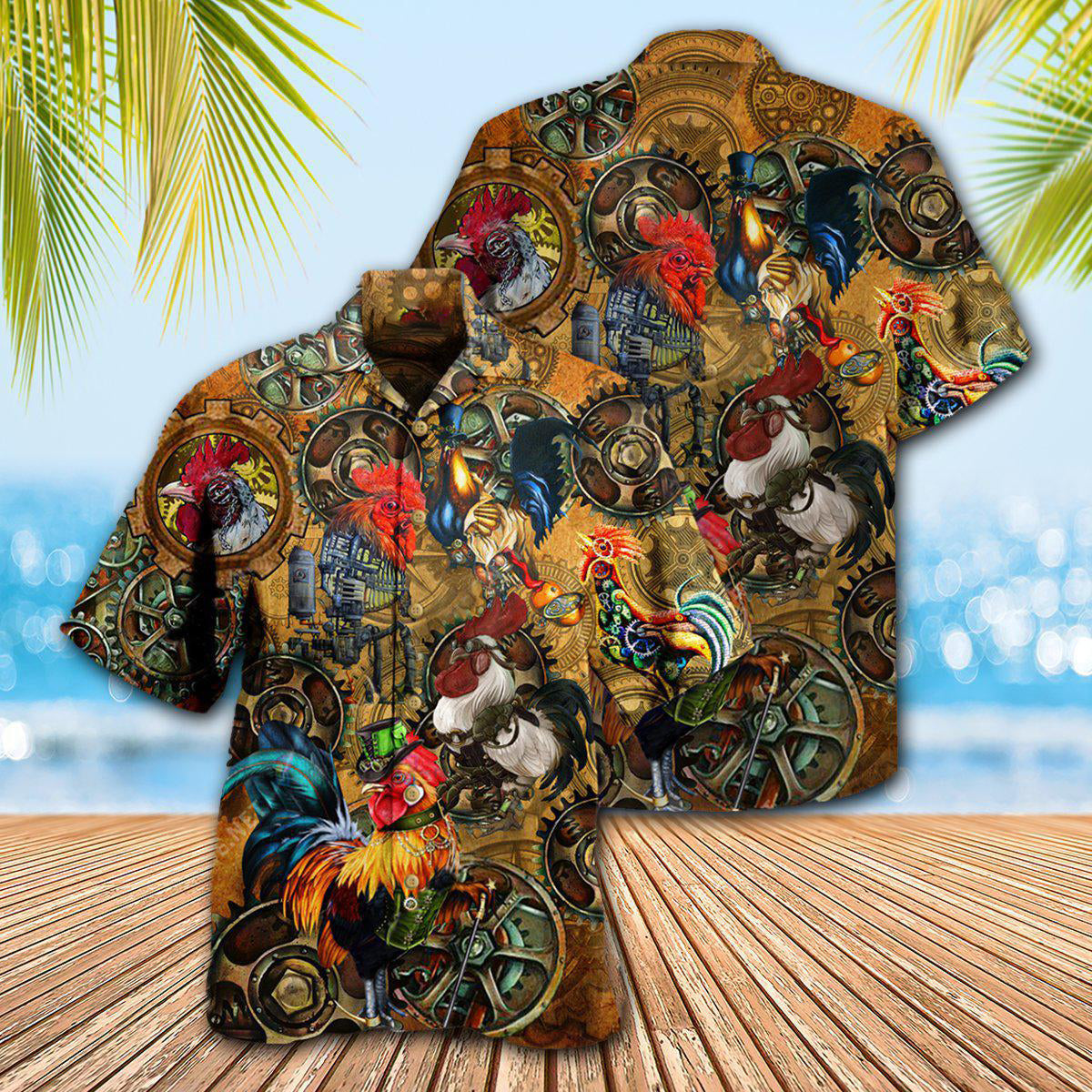 Chicken Rooster Steampunk - Hawaiian Shirt - Reefox