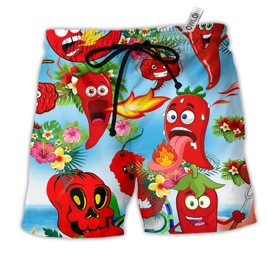 Beach Short / Adults / S Chili Peppers So Funny - Beach Short Reefox - Owls Matrix LTD