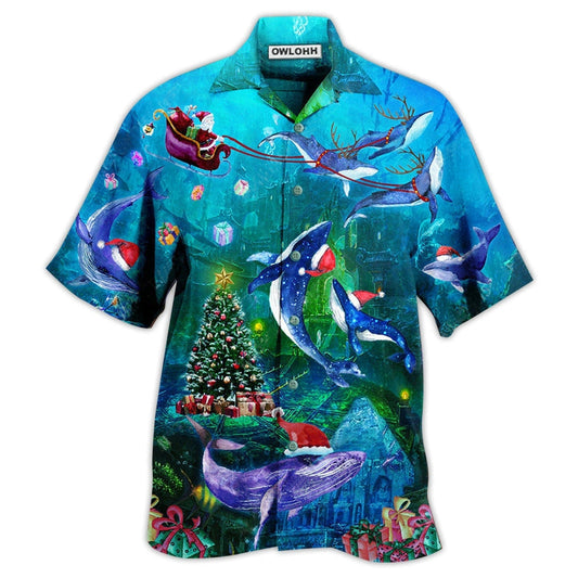 Hawaiian Shirt / Adults / S Whale Chirstmas Whales Under The Sea - Hawaiian Shirt - Reefox