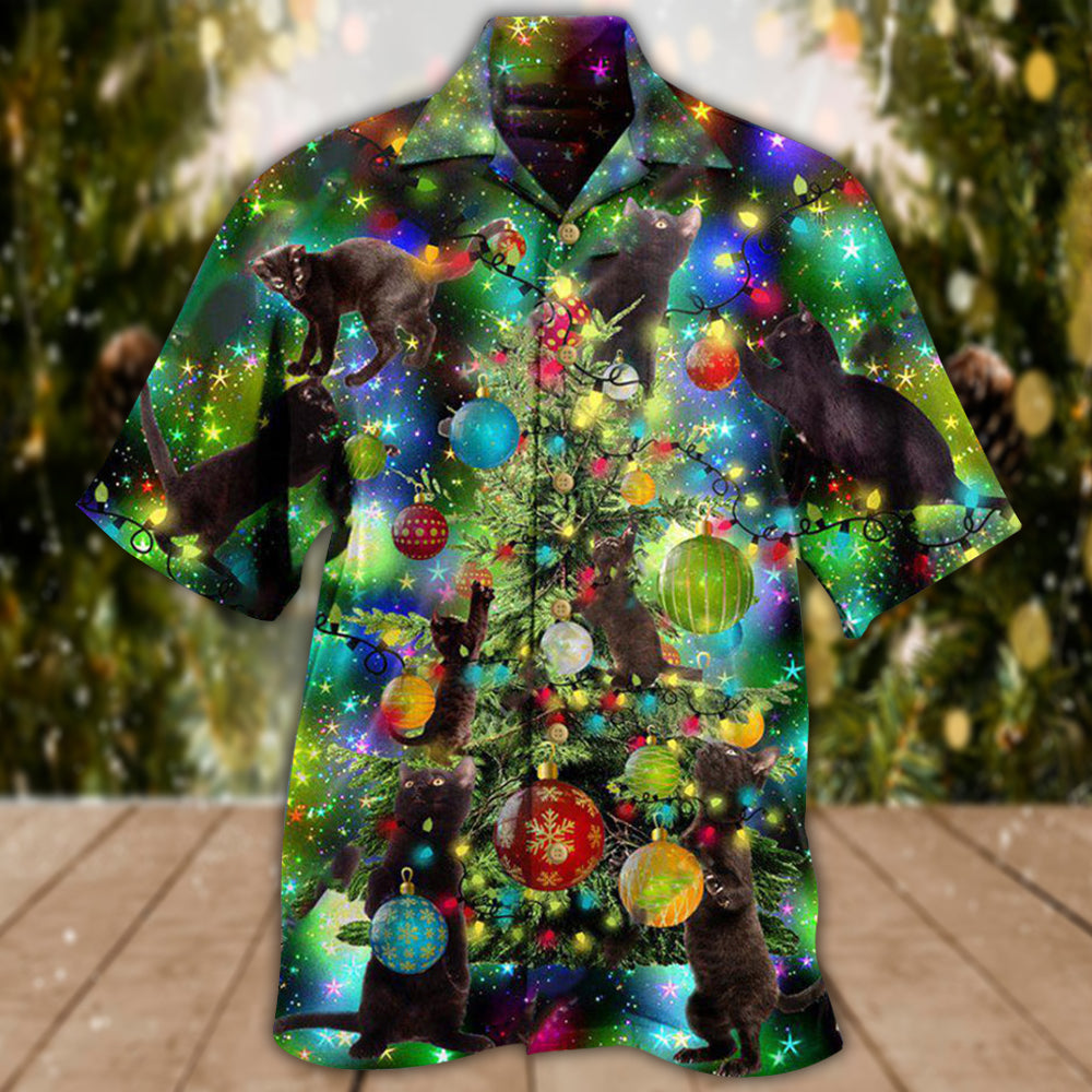Christmas Black Cat Christmas Let's Get It - Hawaiian Shirt - Reefox