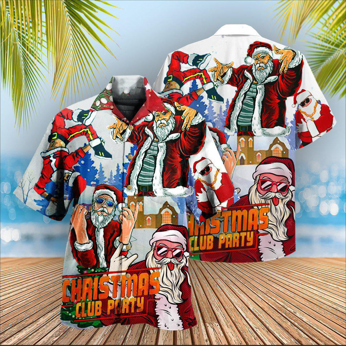 Christmas Christmas Club Party Santa Dances Like A Star - Hawaiian Shirt - Reefox