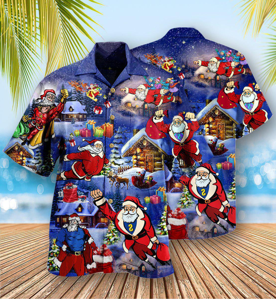 Christmas Christmas Flying Super Santa - Hawaiian Shirt - Reefox