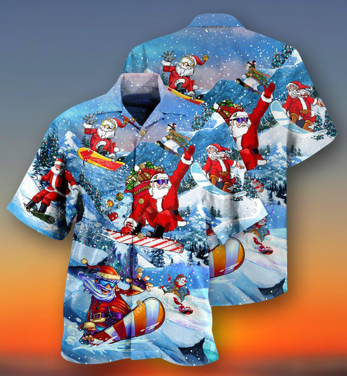 Christmas Close To Heaven Down To Earth Snowboarding With Snow - Hawaiian Shirt - Reefox