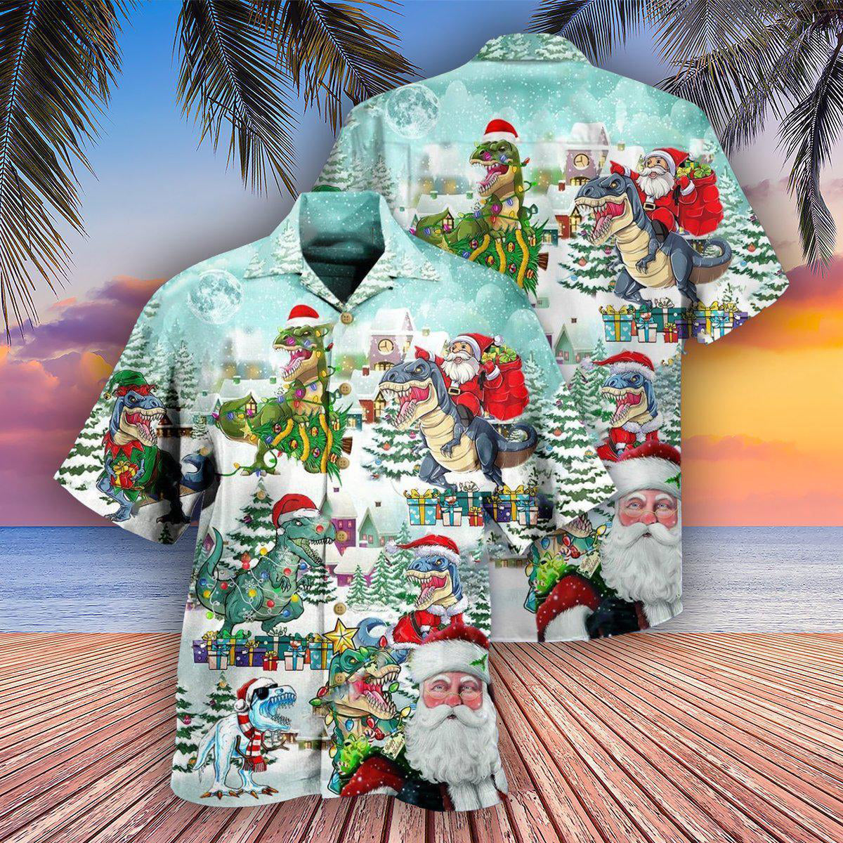 Christmas Have A Roarsome In Snow - Hawaiian Shirt - Reefox