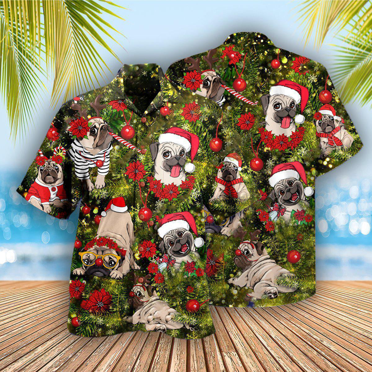Christmas Have Yourself A Merry Little Pugmas In Grass - Hawaiian Shirt - Reefox