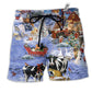 Beach Short / Adults / S Christmas Love Farm Funny - Beach Short Reefox - Owls Matrix LTD