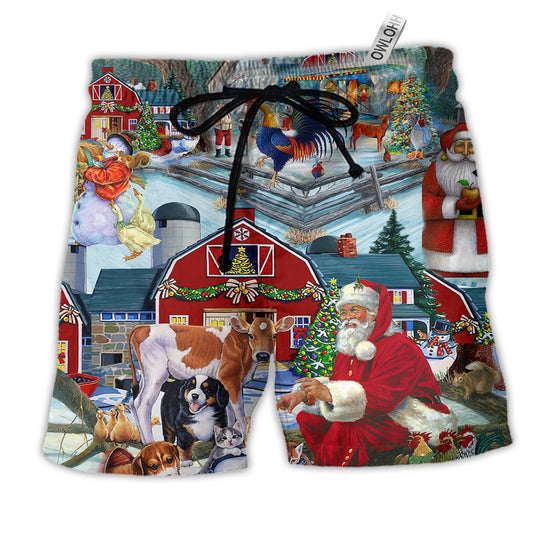 Beach Short / Adults / S Christmas Love Many Animals - Beach Short Reefox - Owls Matrix LTD