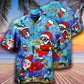 Christmas Santa Claus Dives In Blue - Hawaiian Shirt - Reefox