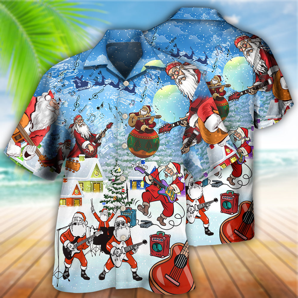 Christmas Santa Loves Music And Guitar - Hawaiian Shirt - Reefox