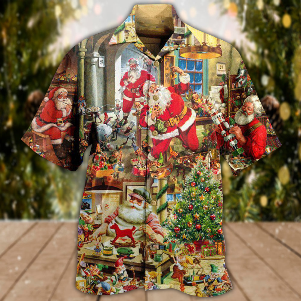 Christmas Santa's Toy Workshop Christmas Night - Hawaiian Shirt - Reefox