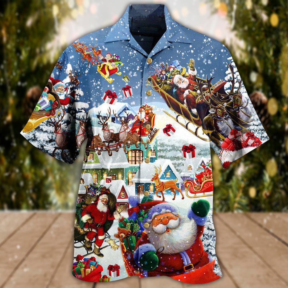 Christmas Say Hi From Santa's Sleigh Snow - Hawaiian Shirt - Reefox