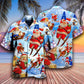 Christmas Skiing Santa Claus In Blue - Hawaiian Shirt - Reefox