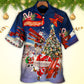 Christmas No Reindeer Any More Santa Loves Airplane In Blue - Hawaiian Shirt - Reefox