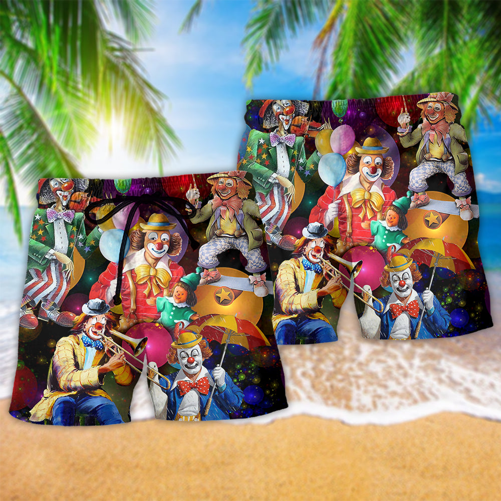 Clown Funny Happy In The Night - Beach Short Reefox - Owls Matrix LTD
