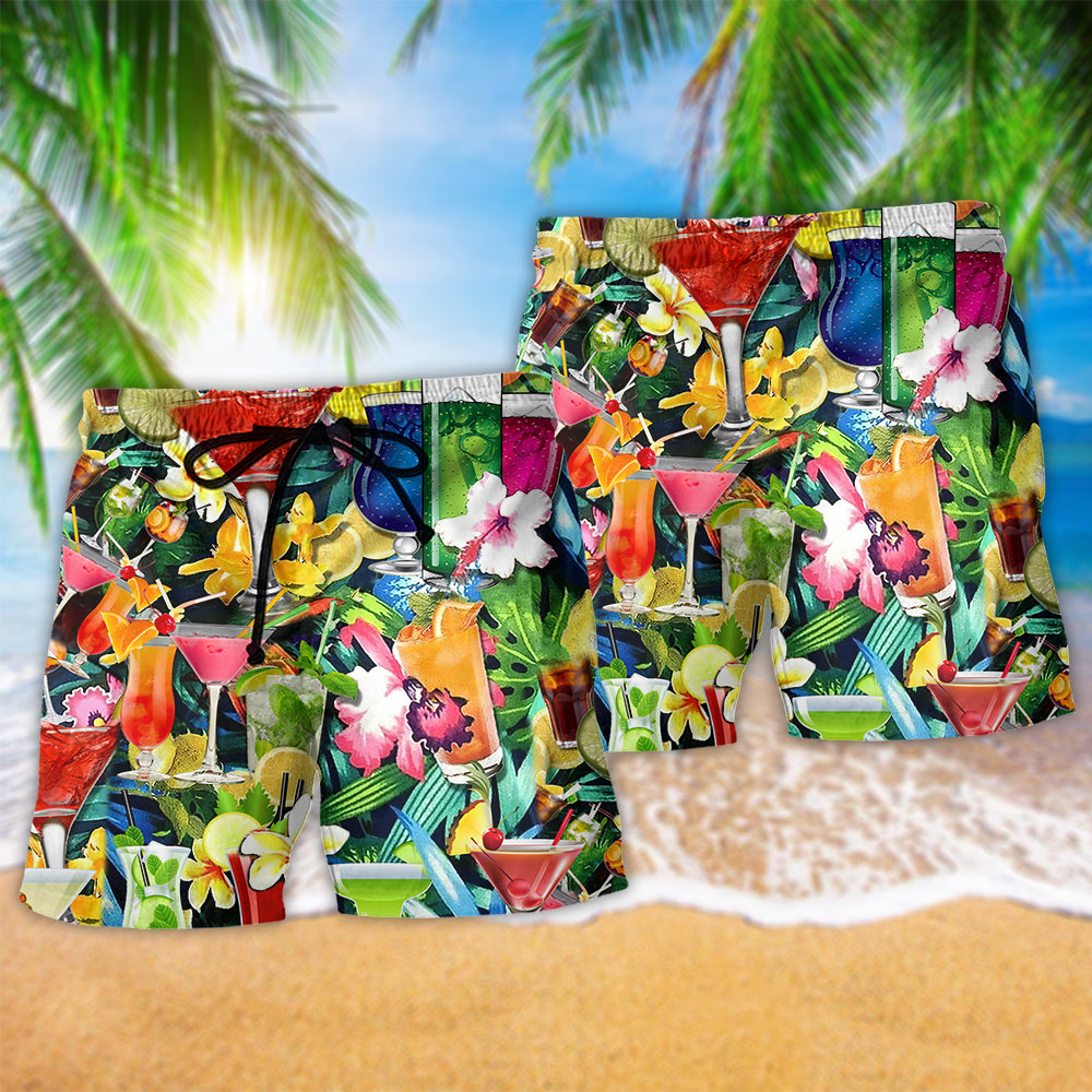 Cocktail And Flowers Beautiful - Beach Short Reefox - Owls Matrix LTD