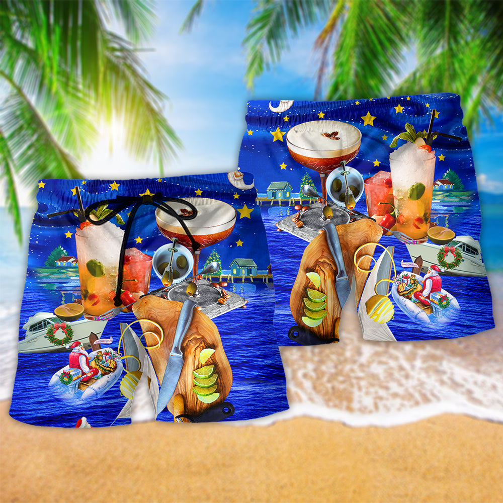 Cocktail Christmas Night Merry Christmas - Beach Short Reefox - Owls Matrix LTD