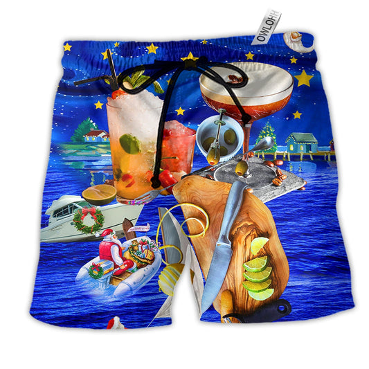Beach Short / Adults / S Cocktail Christmas Night Merry Christmas - Beach Short Reefox - Owls Matrix LTD