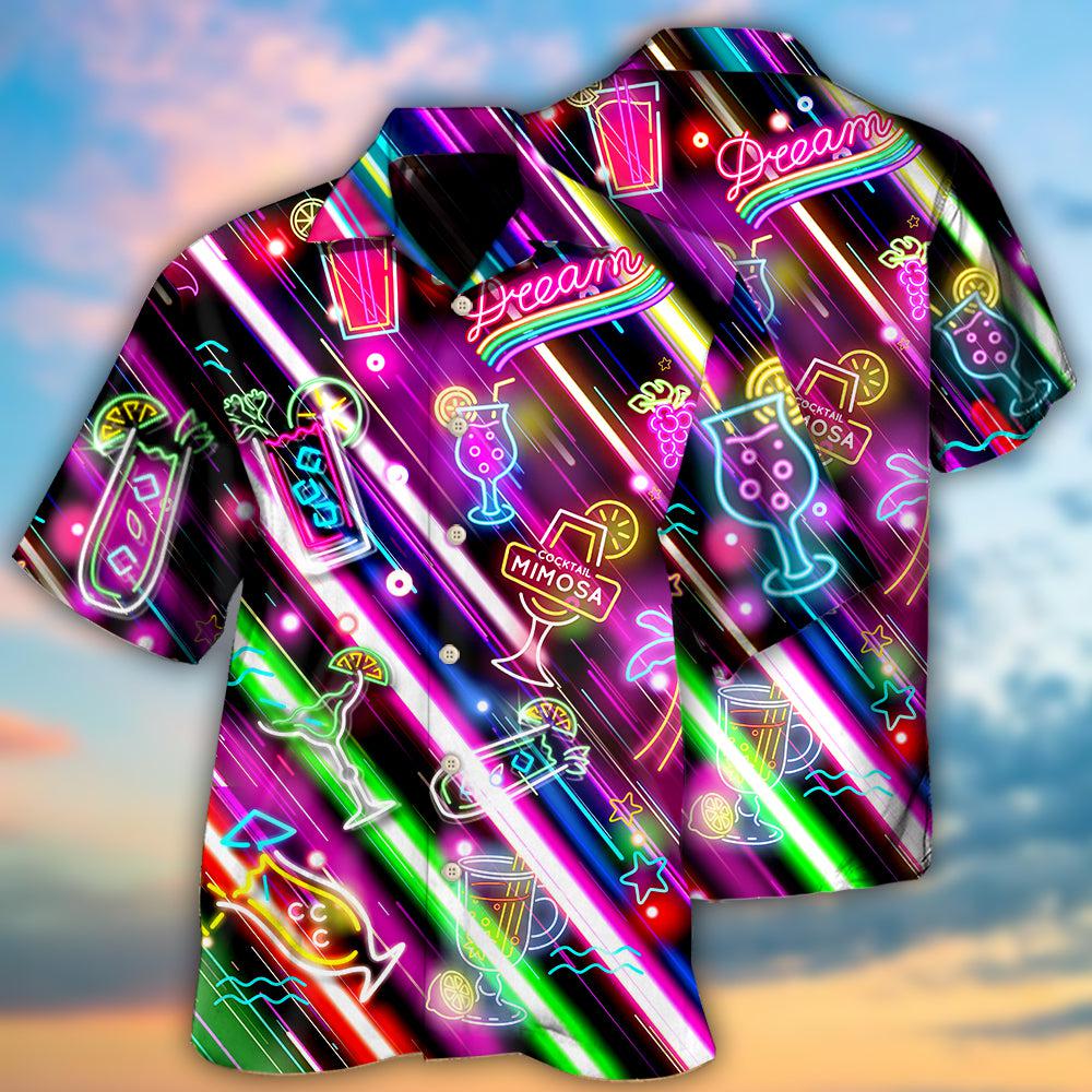 Cocktail Mimosa Happy Hour Stunning Neon Style - Hawaiian Shirt - Reefox