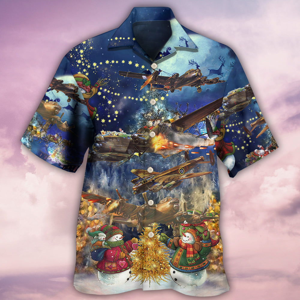 Combat Aircraft Merry Christmas Night - Hawaiian Shirt - Reefox