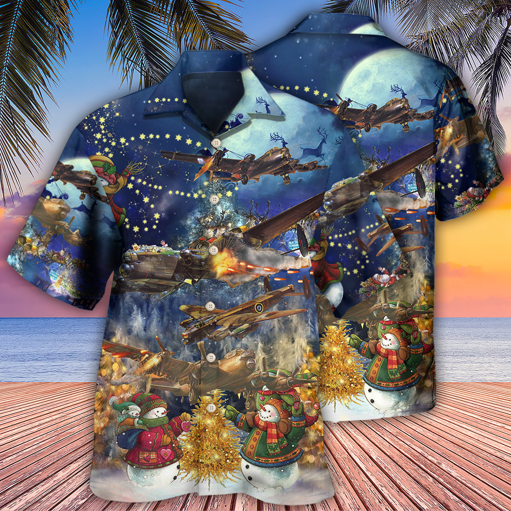 Combat Aircraft Merry Christmas Night - Hawaiian Shirt - Reefox
