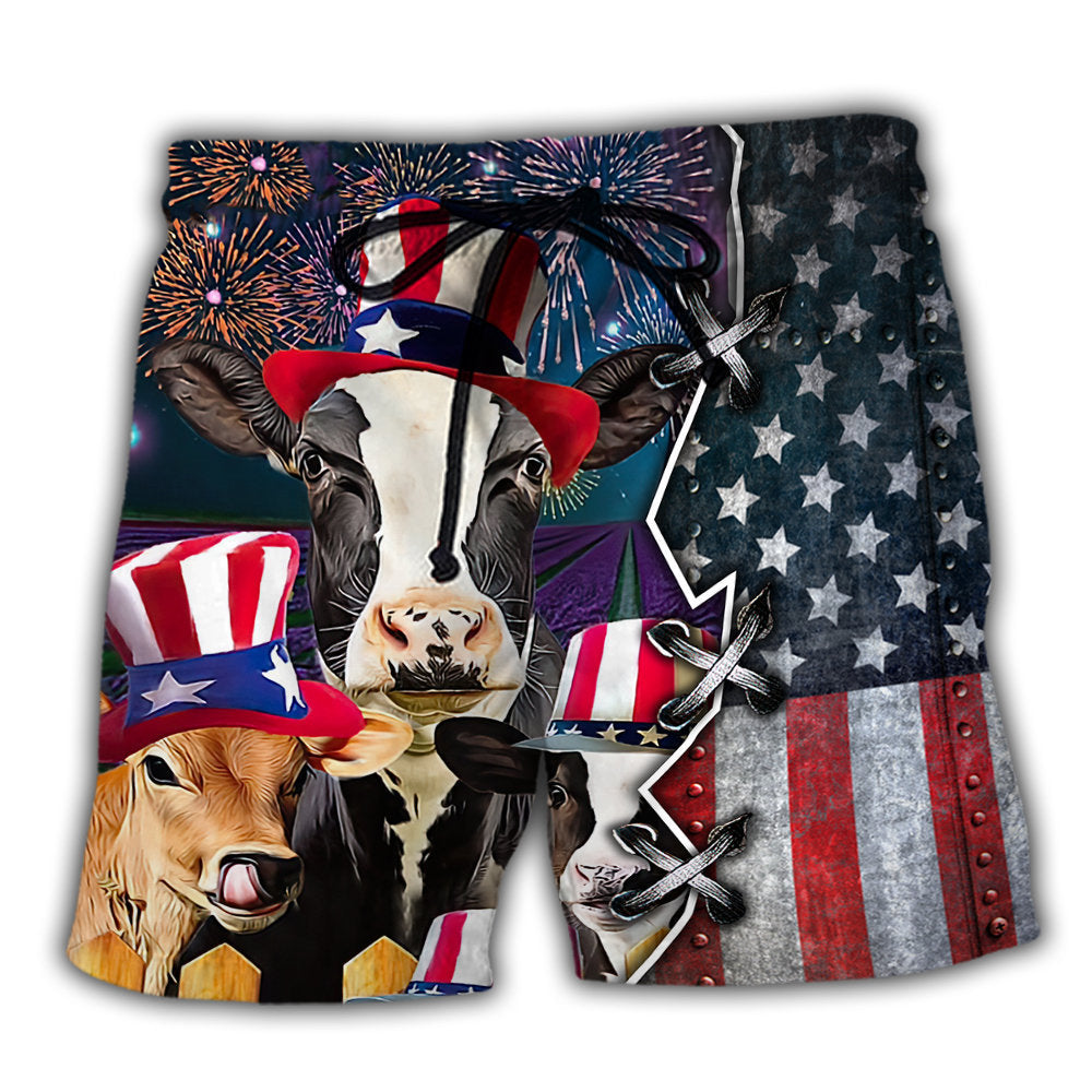 Beach Short / Adults / S Cow Independence Day - Beach Short Reefox - Owls Matrix LTD