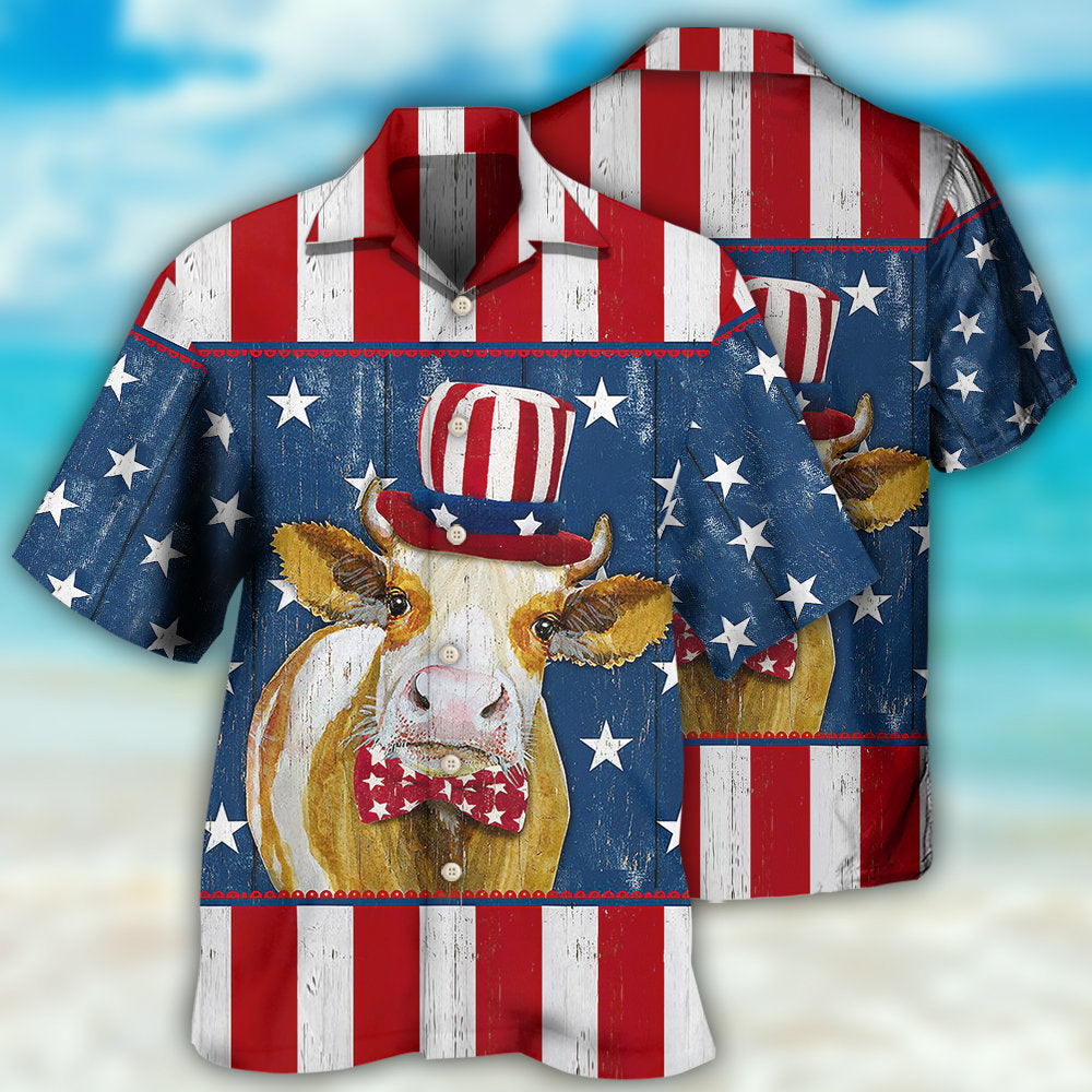 Cow Independence Day Funny - Hawaiian Shirt - Reefox