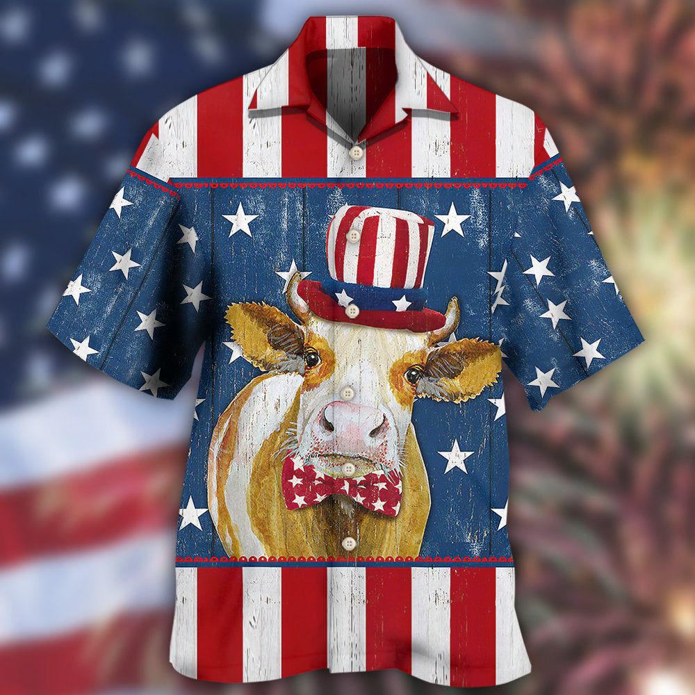 Cow Independence Day Funny - Hawaiian Shirt - Reefox