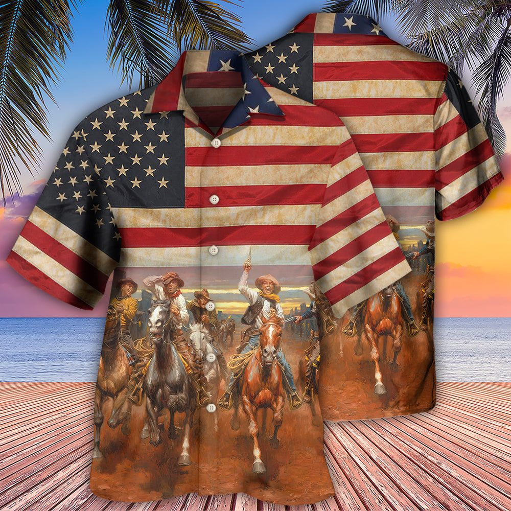 Cowboy Happy On Independence Day - Hawaiian Shirt - Reefox