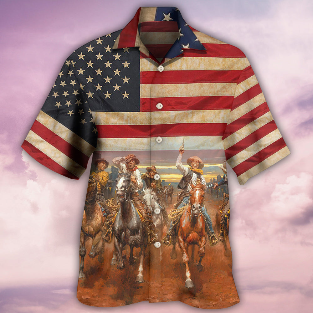 Cowboy Happy On Independence Day - Hawaiian Shirt - Reefox