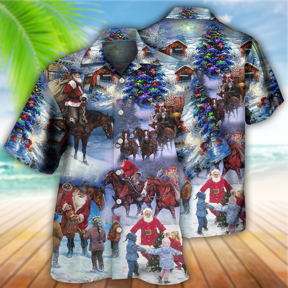 Cowboy Santa Merry Christmas Love Children - Hawaiian Shirt - Reefox