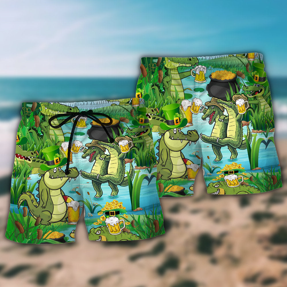 Crocodile Loves Beer Everyday Funny - Beach Short Reefox - Owls Matrix LTD