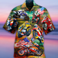 Motorcycle Racing America Flag - Hawaiian Shirt - Reefox