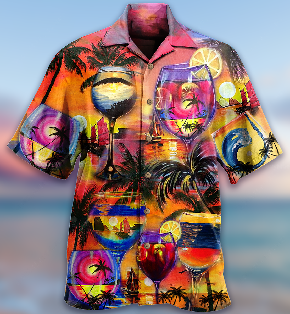 Wine It's Time For Wine And Hawaii - Hawaiian Shirt - Reefox