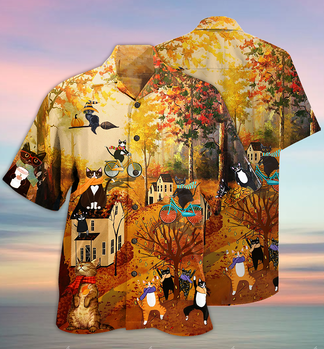Cat Happy Fall Y'All Cat - Hawaiian Shirt - Reefox