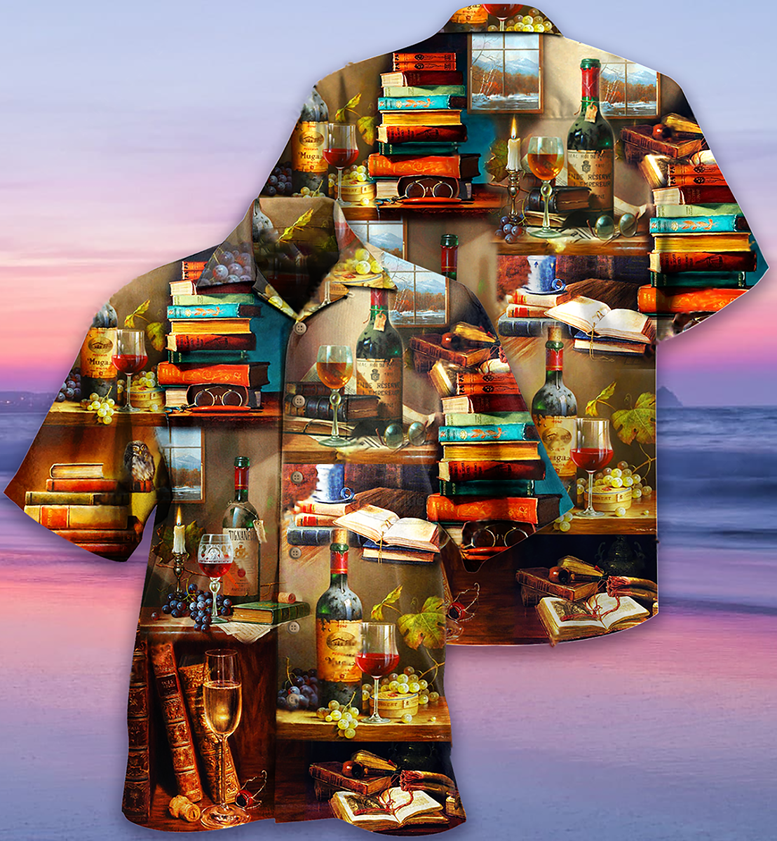 Book And The Smell Of Fine Drink Wine - Hawaiian Shirt - Reefox