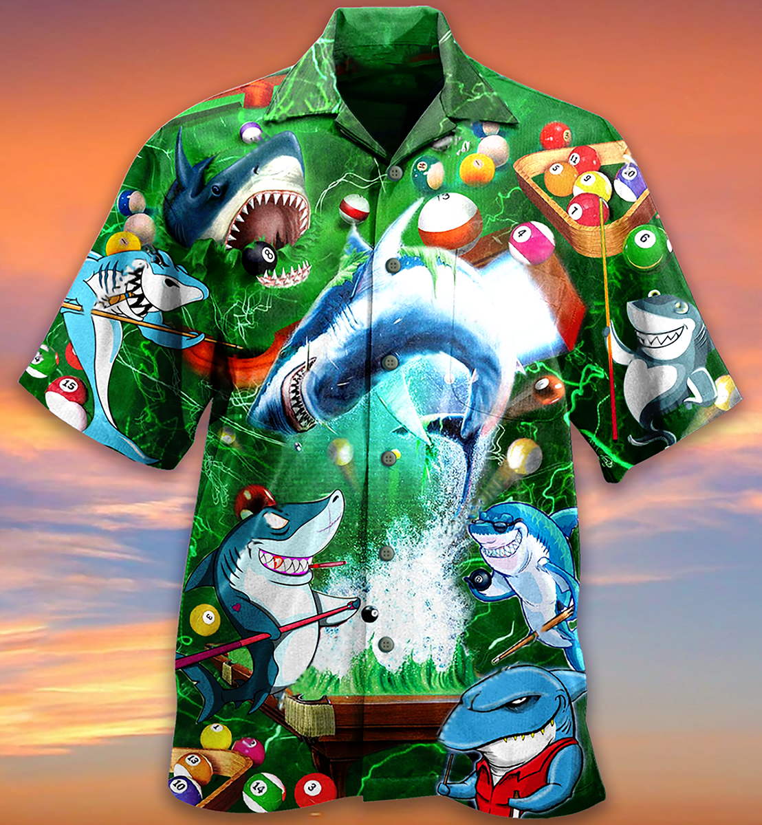 Shark It Takes Lots Of Balls To Play Pool Cool - Hawaiian Shirt - Reefox