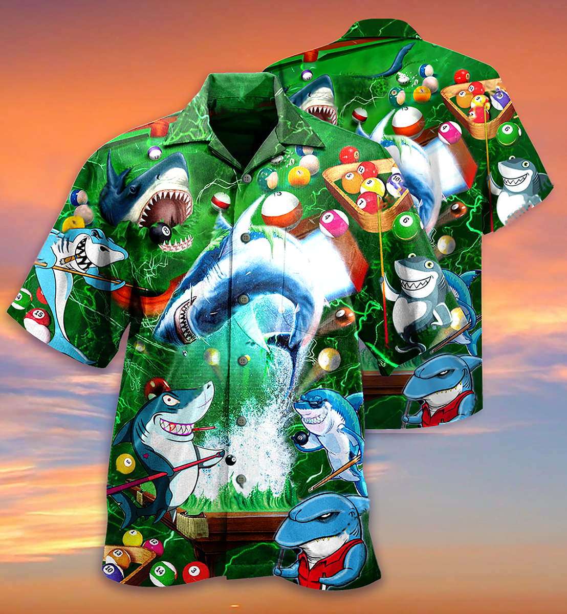 Shark It Takes Lots Of Balls To Play Pool Cool - Hawaiian Shirt - Reefox