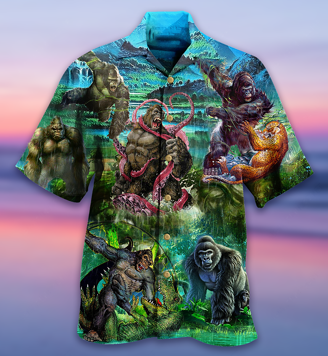 Gorilla Is The King Of The Jungle Cool - Hawaiian Shirt - Reefox