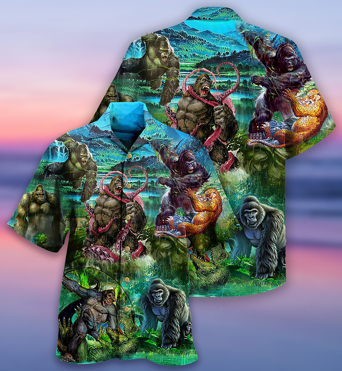 Gorilla Is The King Of The Jungle Cool - Hawaiian Shirt - Reefox