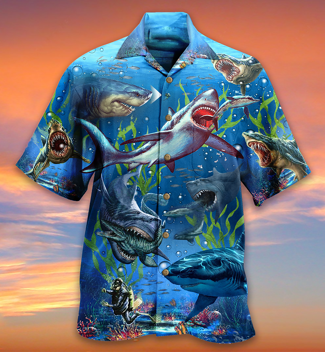 Shark What If Megalodon Was Alive - Hawaiian Shirt - Reefox