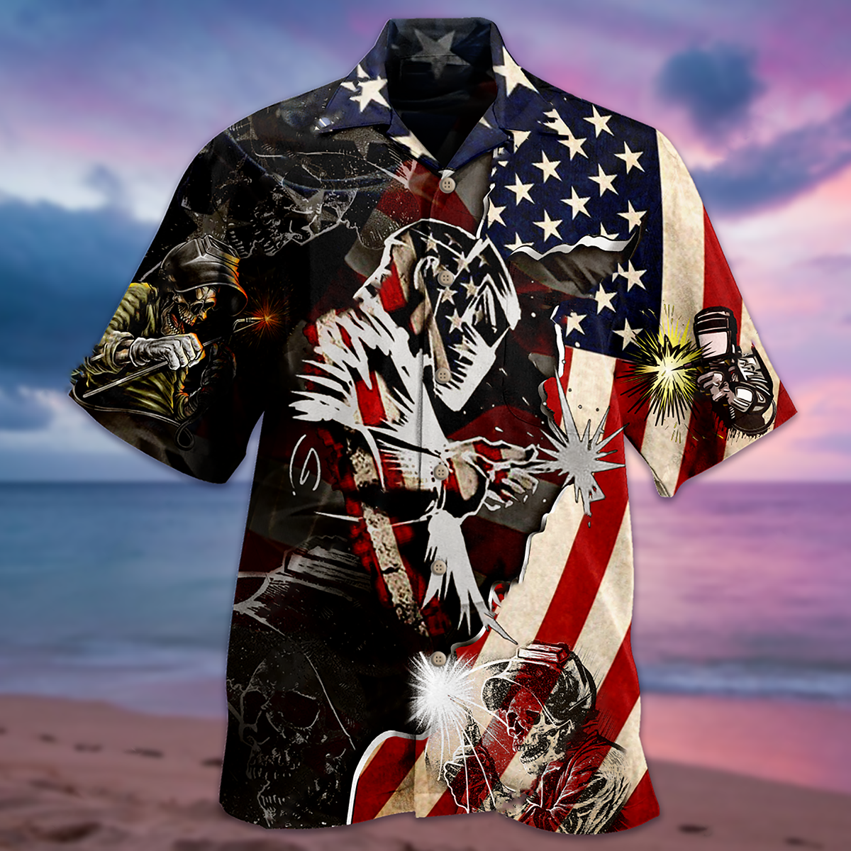 Welder Patriotic - Hawaiian Shirt - Reefox