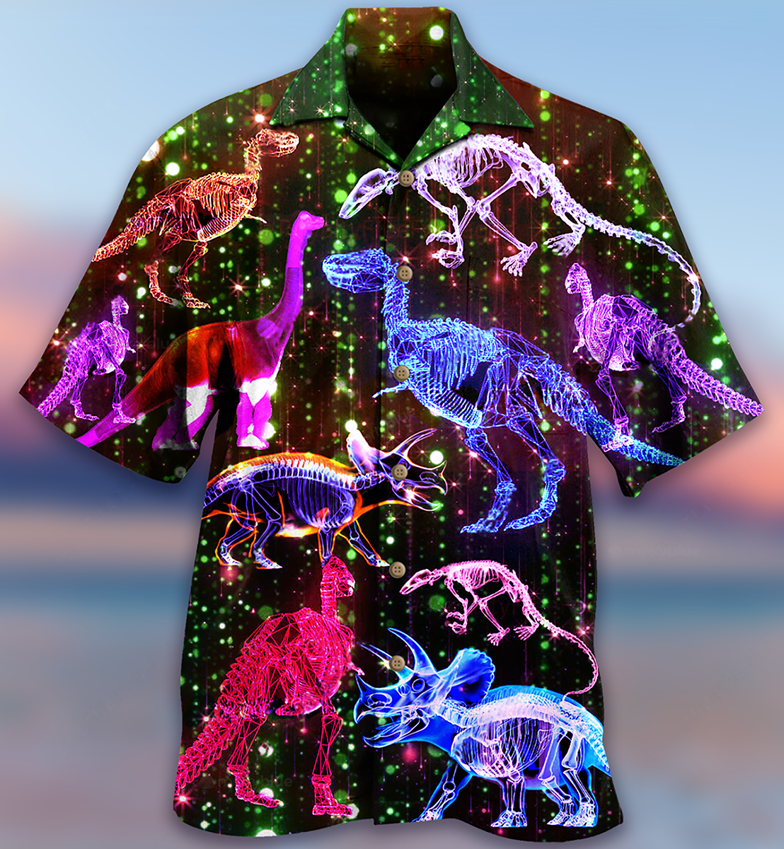 Dinosaur Neon The Sparkling X-Ray - Hawaiian Shirt - Reefox