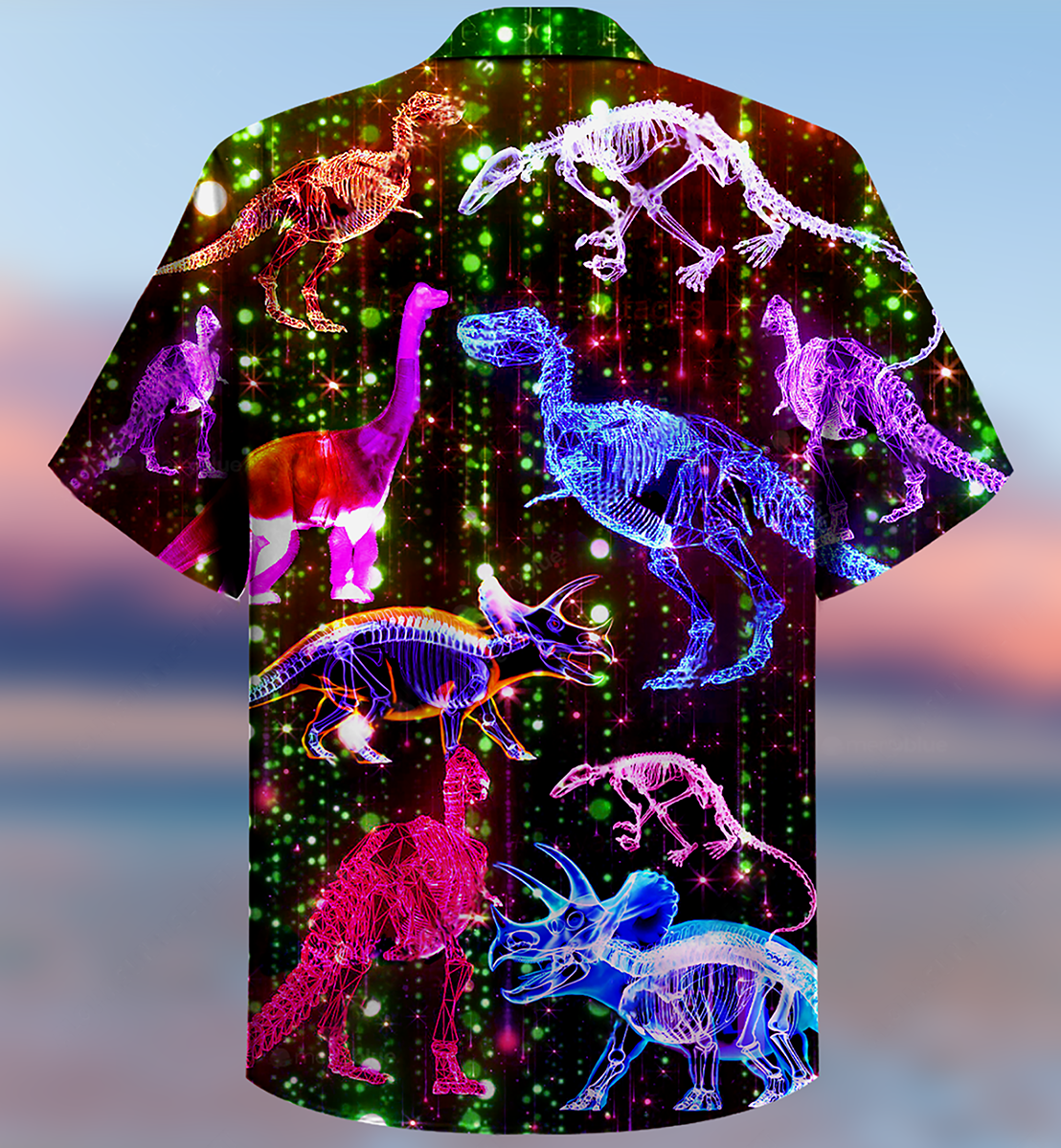 Dinosaur Neon The Sparkling X-Ray - Hawaiian Shirt - Reefox