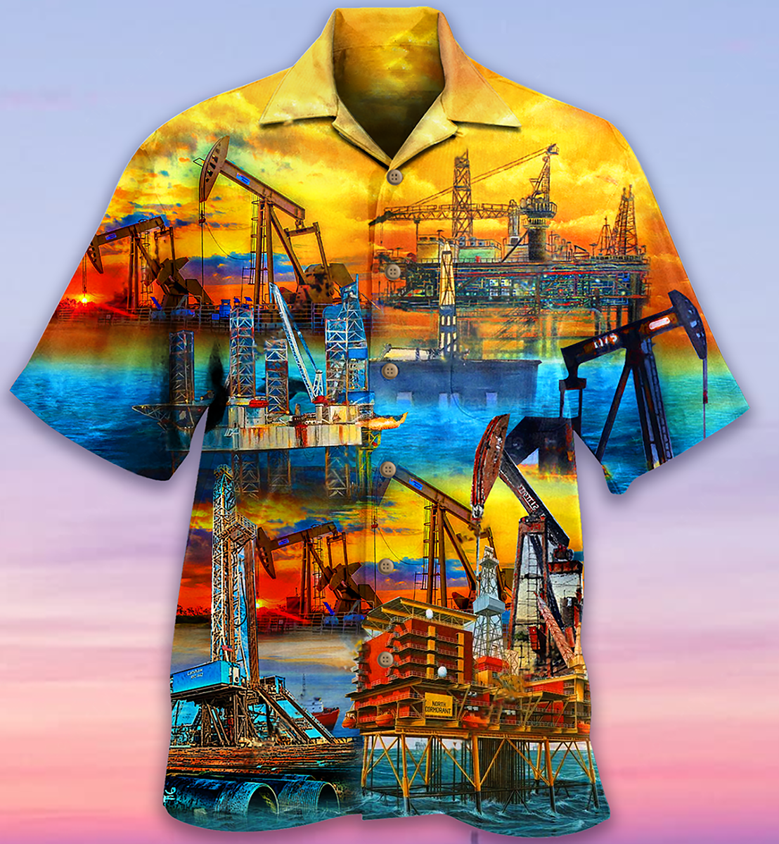 Oil Sunset At The Oil Field - Hawaiian Shirt - Reefox