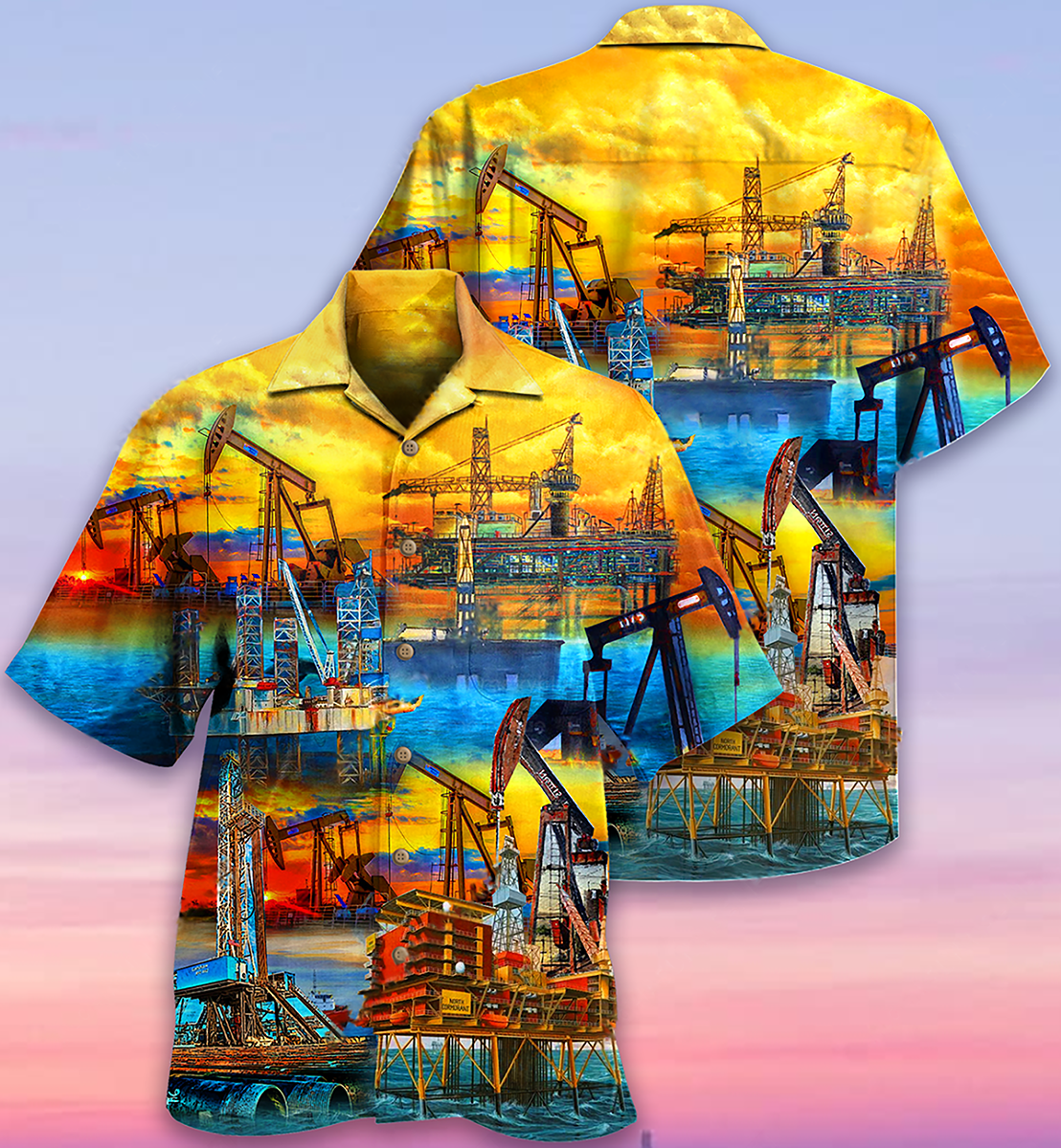 Oil Sunset At The Oil Field - Hawaiian Shirt - Reefox