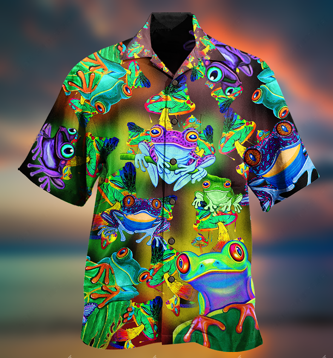 Frog And Mushrooms Love Life Funny - Hawaiian Shirt - Reefox