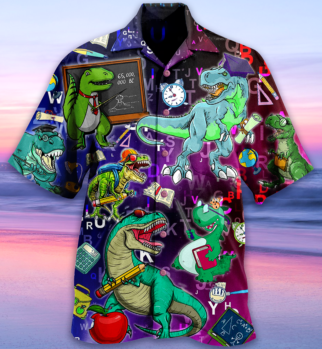 Dinosaur Teaching Is Like A Walk - Hawaiian Shirt - Reefox