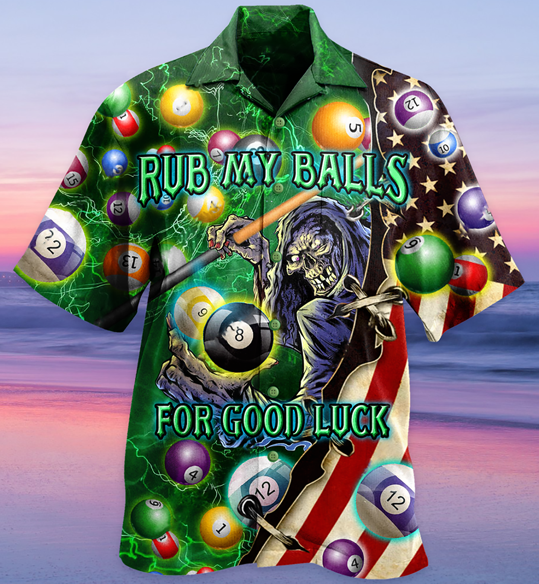 Billiard Rub My Balls For Good Luck America - Hawaiian Shirt - Reefox