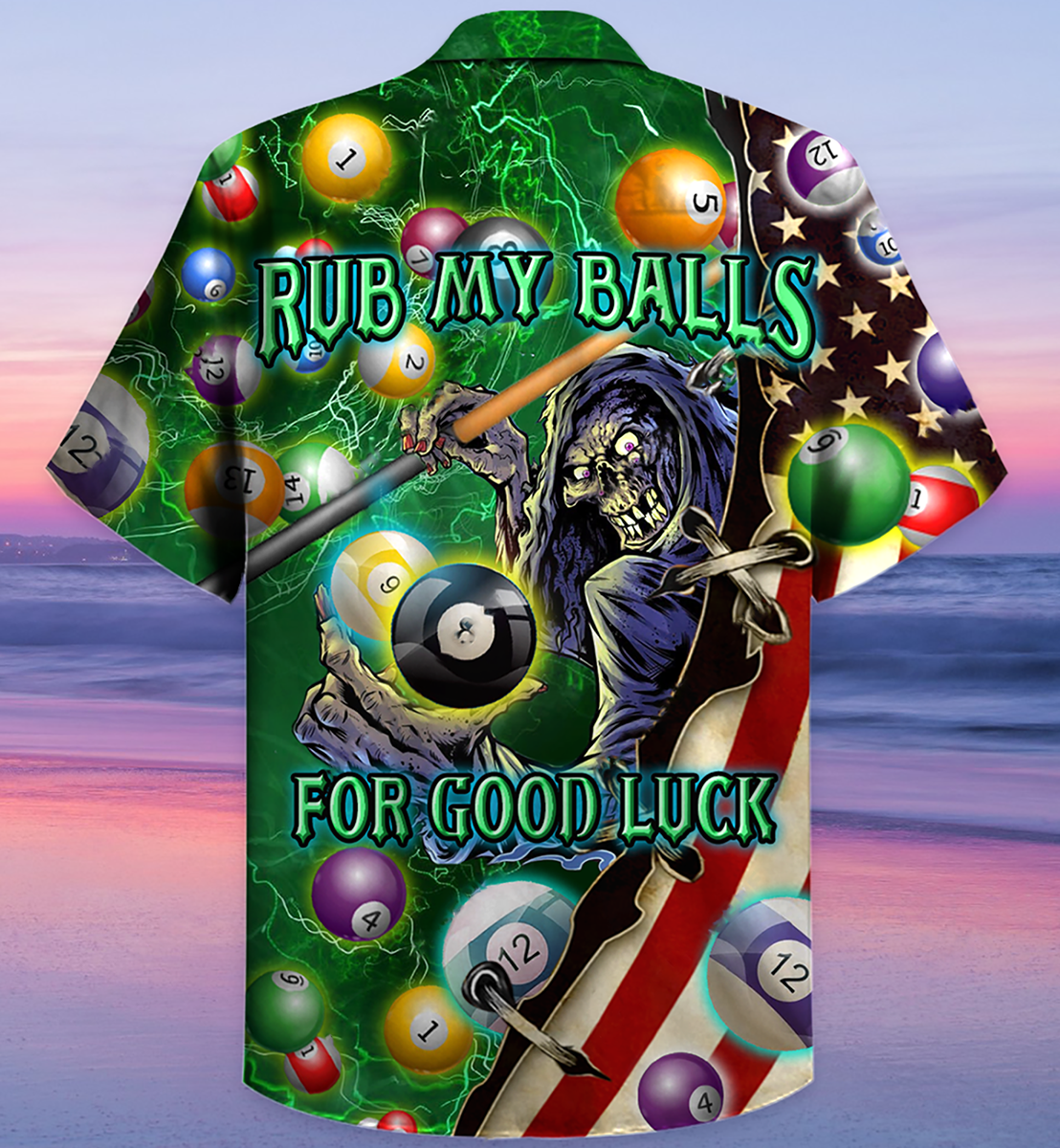 Billiard Rub My Balls For Good Luck America - Hawaiian Shirt - Reefox