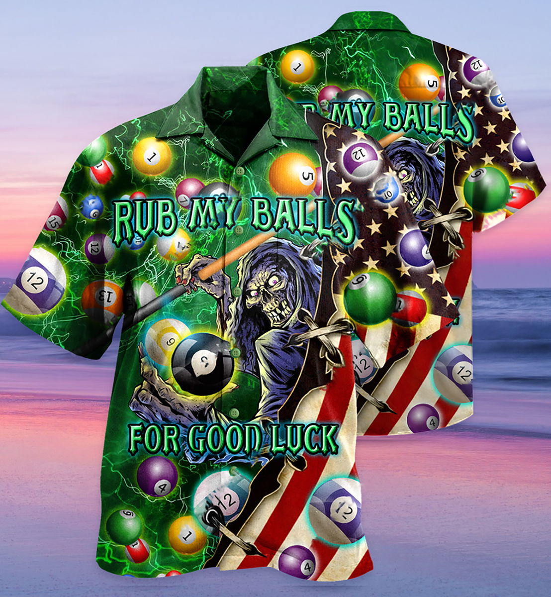 Billiard Rub My Balls For Good Luck America - Hawaiian Shirt - Reefox